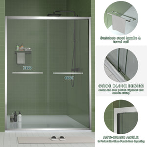 Aluminum Frame Double Sliding Shower Door (56-60"x70")