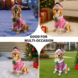 Christmas Golden Retriever Statue