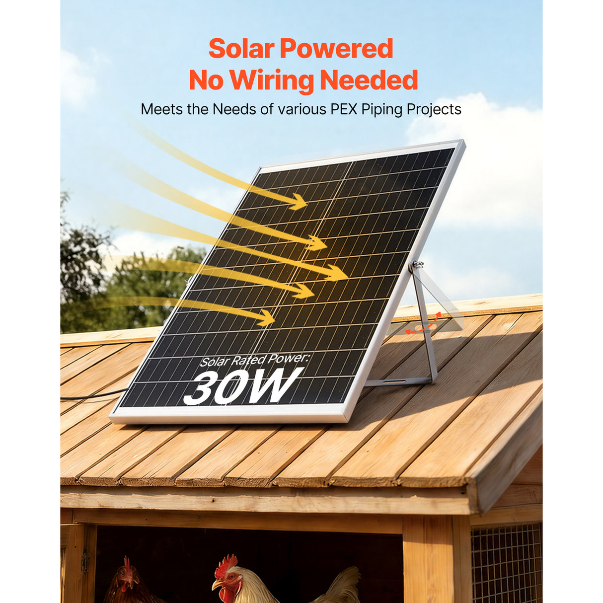 Solar Powered Fan with 30W Solar Panel and Dual Fans