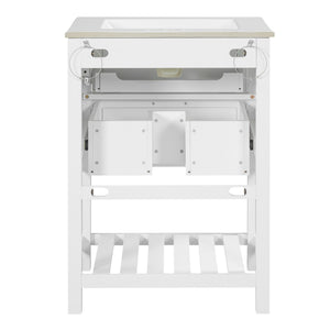 Modern Bathroom Vanity With Integrated Sink, Cabinet With 1 Deep Drawer And 1 Tip-Out Drawer