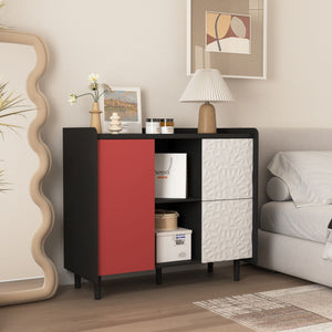 Modern Sideboard Buffet Cabinet With Doors And Unique Panel Styling