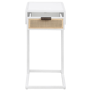 Kenneth - C Shape Side Table With Single Drawer - White
