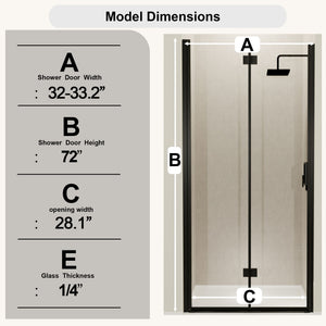Semi Frameless Bifold Pivot Shower Door, Reversible Installation