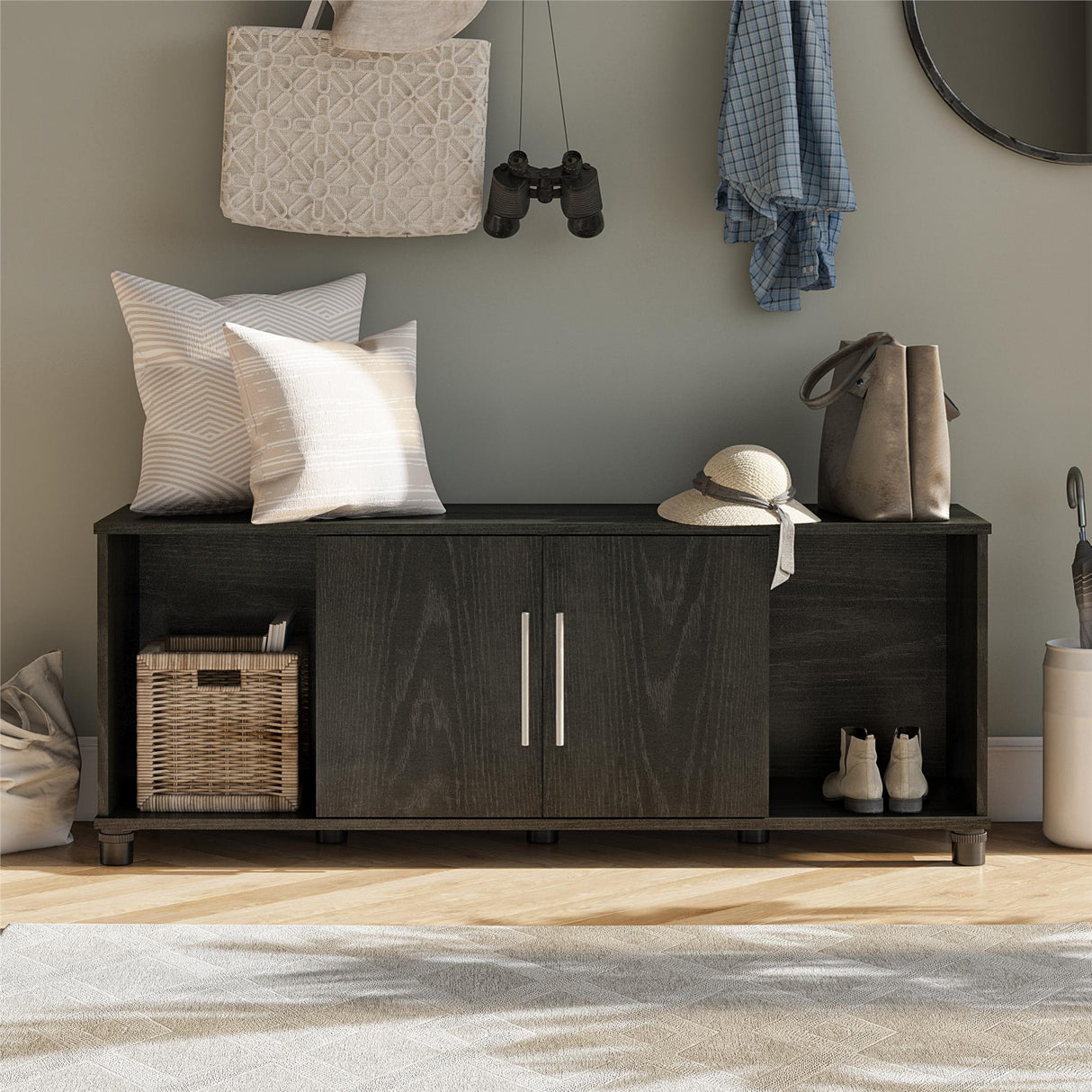 Systembuild Evolution Camberly - Shoe Storage Bench - Black Brown