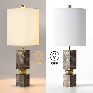 Modern Marble Table Lamp, 25-Inch, Pre-Assembled, Brown
