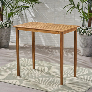 Outdoor Minimalist Acacia Wood Rectangle Bar Table - Best Buy Furniture
