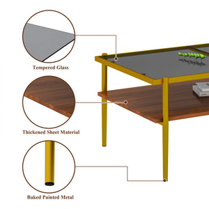 Rectangle Coffee Table With Tempered Glass Top And Legs, Modern Table For Living Room