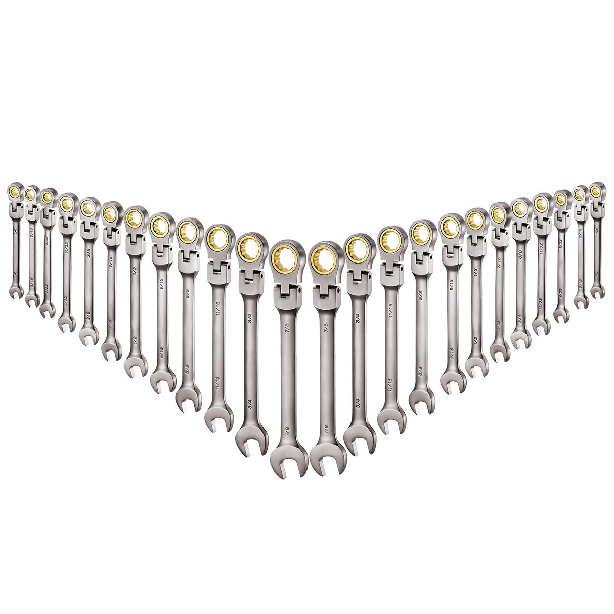 Flex-Head Ratcheting Wrench Set, 24-Piece SAE and Metric
