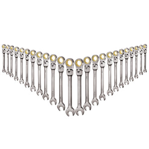 Flex-Head Ratcheting Wrench Set, 24-Piece SAE and Metric