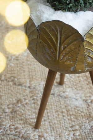 Set of 2 Metal Planters with Solid Wood Legs Stand - Natural Zinc