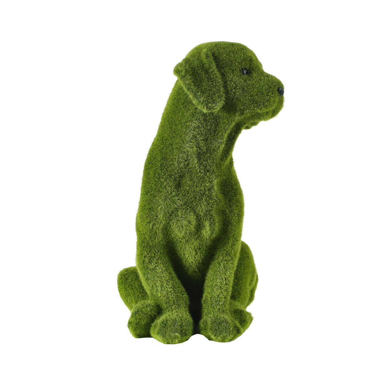 Flocked Dog Garden Statue with Weather Resistance - Green