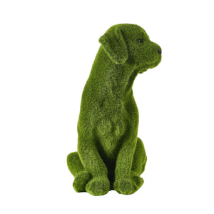 Flocked Dog Garden Statue with Weather Resistance - Green