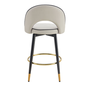 Modern Upholstered 360° Rotatable Bar Chair With Metal Legs For Dining Room (Set of 2)