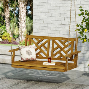 Alejandro - Acacia Wood Porch Swing With Slat Panel Seating - Best Buy Furniture