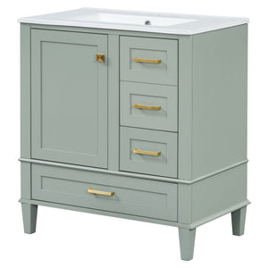 Bathroom Vanity, Modern Bathroom Cabinet With Sink Combo Set, Bathroom Storage Cabinet With A Soft Closing Door And 3 Drawers, Solid Wood Frame