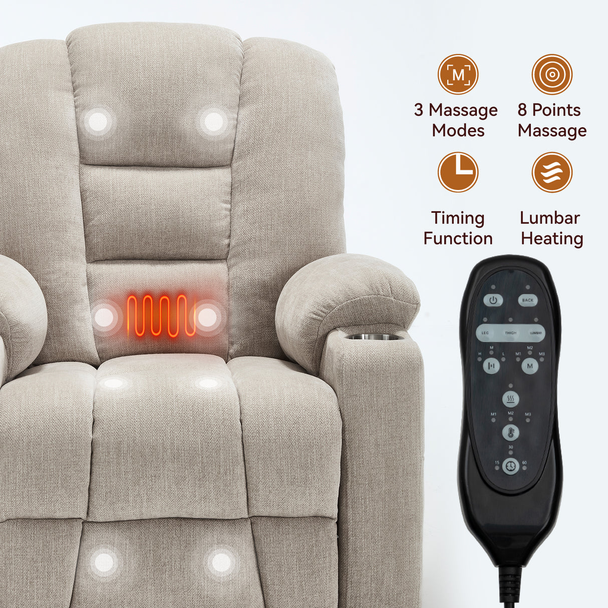 Power Lift Recliner Chair with Massage and Heat