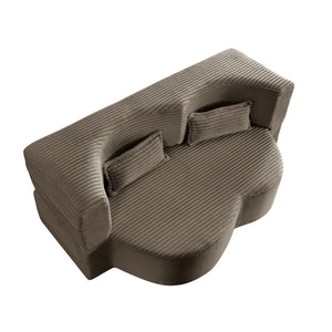 Floor Convertible Sleeper Sofa Bed With 2 Pillows