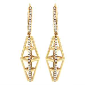 14K Yellow Gold 5/8 Cttw Diamond Geometrical Pillar Drop and Dangle Earrings (G-H Color, SI1-SI2 Clarity)