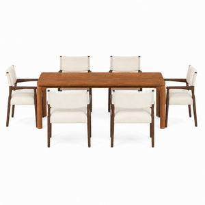 7-Piece Rectangular Dining Table Set, 70 Inch Rubber Wood