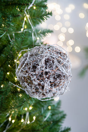D6" Iced Twig Ball - Set of 4 Christmas Ornaments