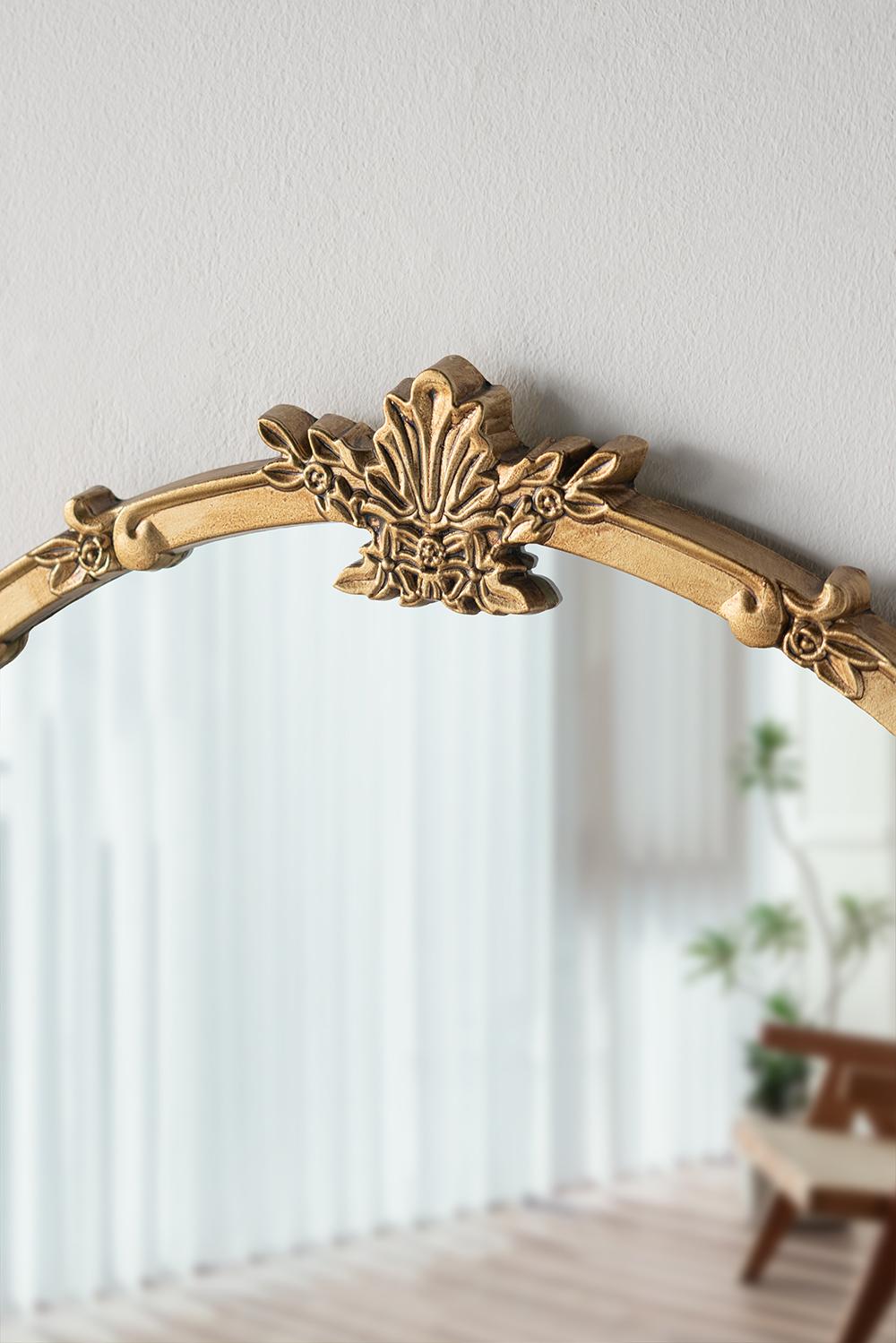 30x31" Round Wall Mirror With Antique Gold Finish