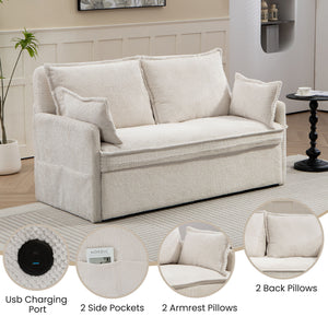 Pull Out Sofa Bed, Convertible Sleeper Sofa Couch, Side Storage, And USB / C - Type Charging Ports Chair