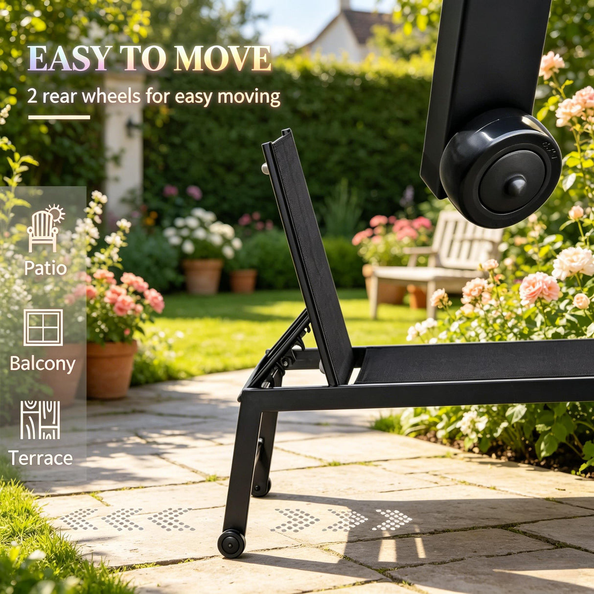 Comfortable Pool Chair: Outdoor Chaise Lounge with Wheels
