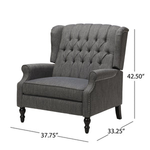 Oversized Tufted Wingback Fabric Push Back Recliner