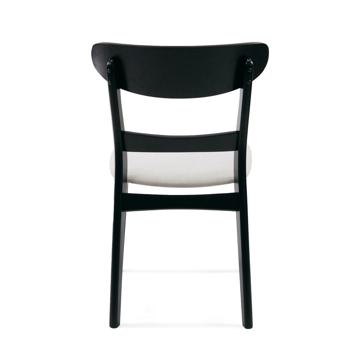Set of 2 Mid-Century Dining Chairs - Upholstered Seat, Rubberwood Legs