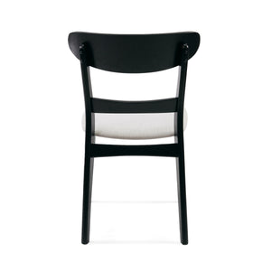Set of 2 Mid-Century Dining Chairs - Upholstered Seat, Rubberwood Legs