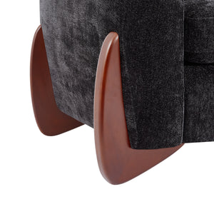 89"L Sofa with Chenille Fabric and Wooden Legs