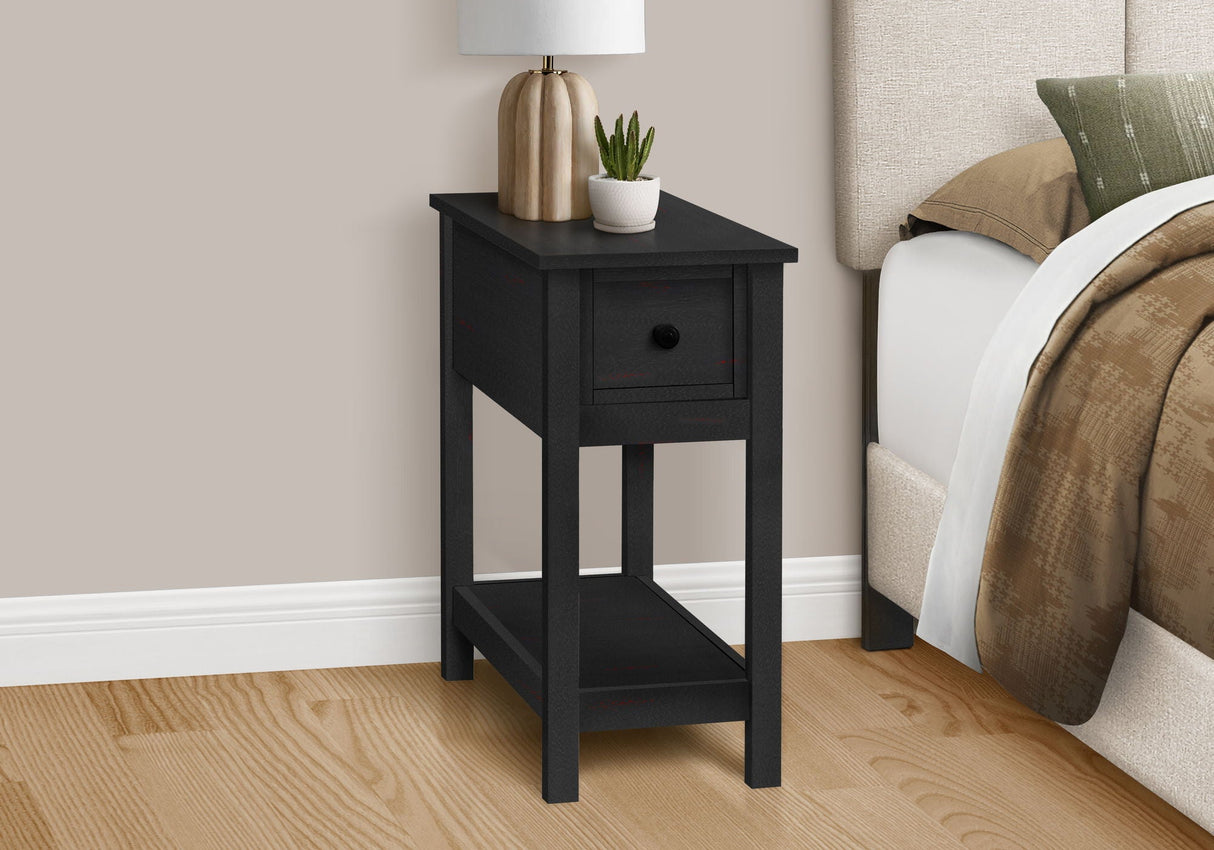 Accent End Table, 2 Tier, Narrow, Lamp, Storage Drawer, Charming Design - Best Buy Furniture