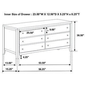 Wedgewood - 6 Drawers Dresser - Cappuccino
