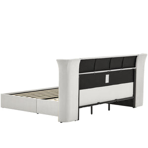 King Size Luxury Wing‑Back Upholstered Bed Frame