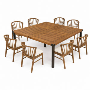 9-Piece Acacia Wood Outdoor Dining Set