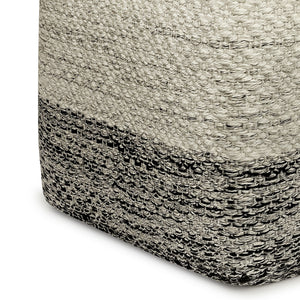 Macie - Square Woven Outdoor / Indoor Pouf - Gray / White