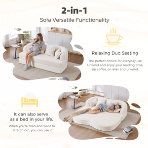 2-in-1 Foldable Sofa Bed with 4 Pillows