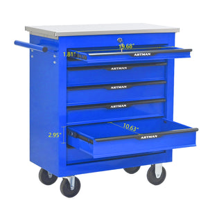 7 Drawers Multifunctional Tool Cart with Wheels - Blue & Black