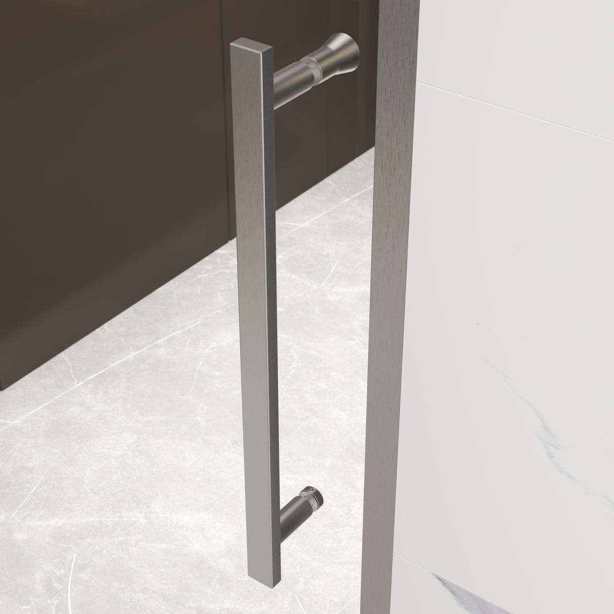 44-48"W x 74"H Pivot Shower Door with Brushed Nickel Finish