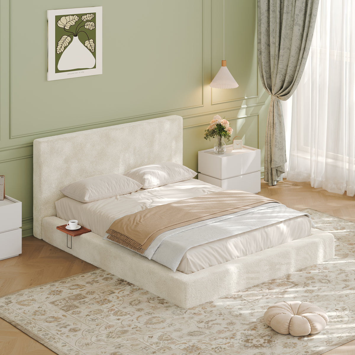 AirFrame Queen Bed Frame with Adjustable Sliding Side Table
