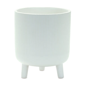 Ribbed Stone Footed Planter (Set of 2)