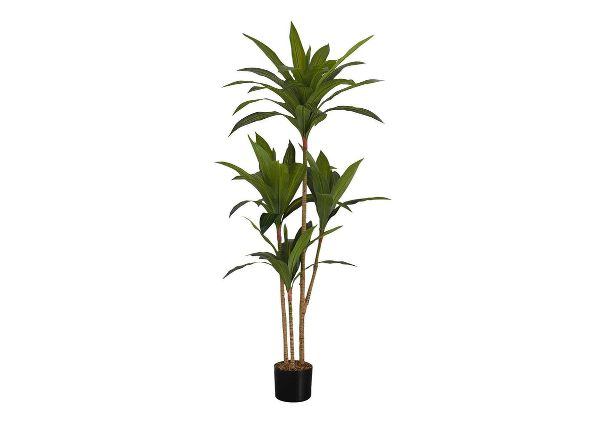 51" Tall, Artificial Plant, Dracaena Tree, Indoor, Faux, Fake, Floor, Greenery, Potted, Real Touch, Decorative - Green / Black - Best Buy Furniture
