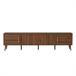 TV Stand For TVs Up To 85" With Fluted Door, Cable Management, Soft-Closing Hinges - Walnut