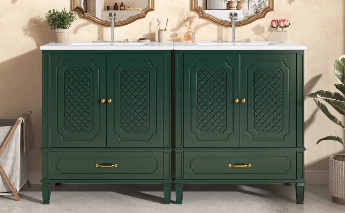 60" Bathroom Vanity with Double Sink Combo Set