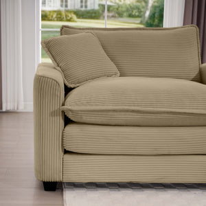 Mid-Century Modern 3 Seater Sectional Sofa With Arm And Throw Pillows