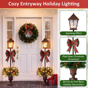 2 Pack Pre-Lit Christmas Lamp Post Decor