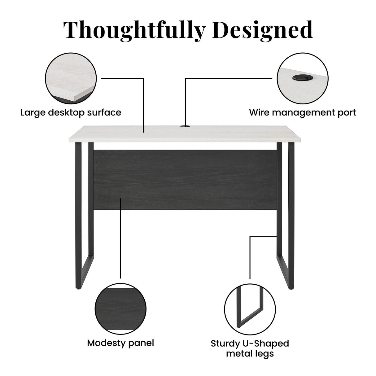 Sorina - Writing Desk - White / Light Oak