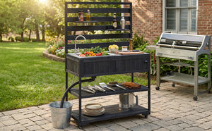 TOPMAX 41.7'' Large Patio Rolling Kitchen Island with Sink