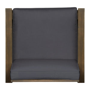Enchanting Outdoor Club Chair With Slat Panel Design And Water Resistant Cushion - Dark Gray