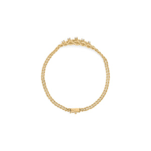 10K Yellow Gold 1/4 Cttw Round-Cut Diamond Basket Weave Rope Chain Style 7" Bracelet (H-I Color, I1-I2 Clarity)